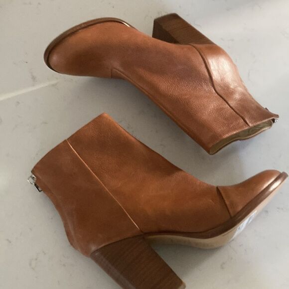 Rag and Bone Light Brown Tan Leather Ankle Boots 4” Chunky Heel size 10 - Picture 7 of 8